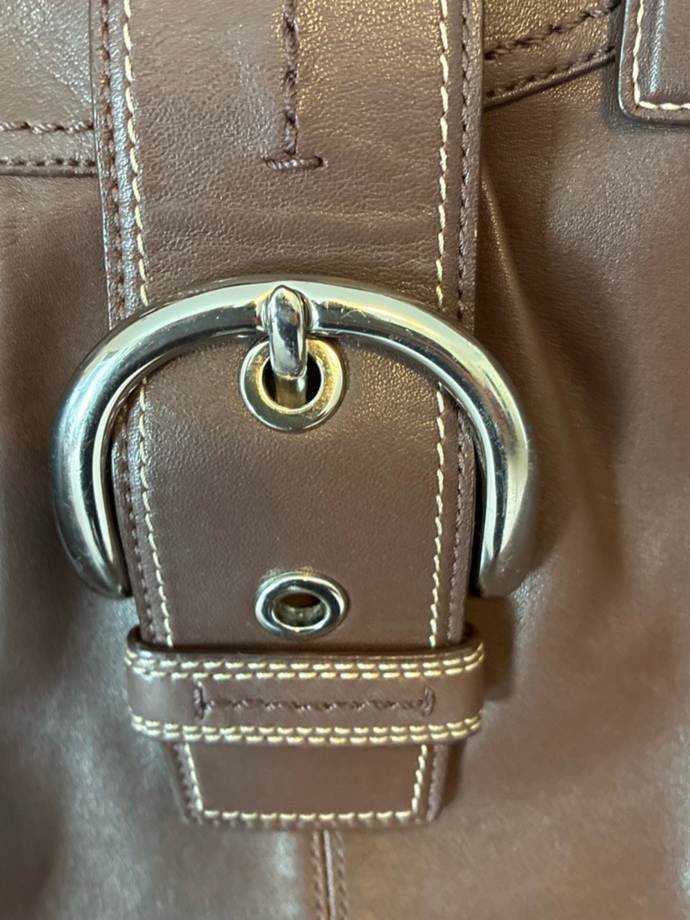 Coach F15075 large soho chocolate brown leather hobo shoulder bag 3 compartment - Picture 2 of 8